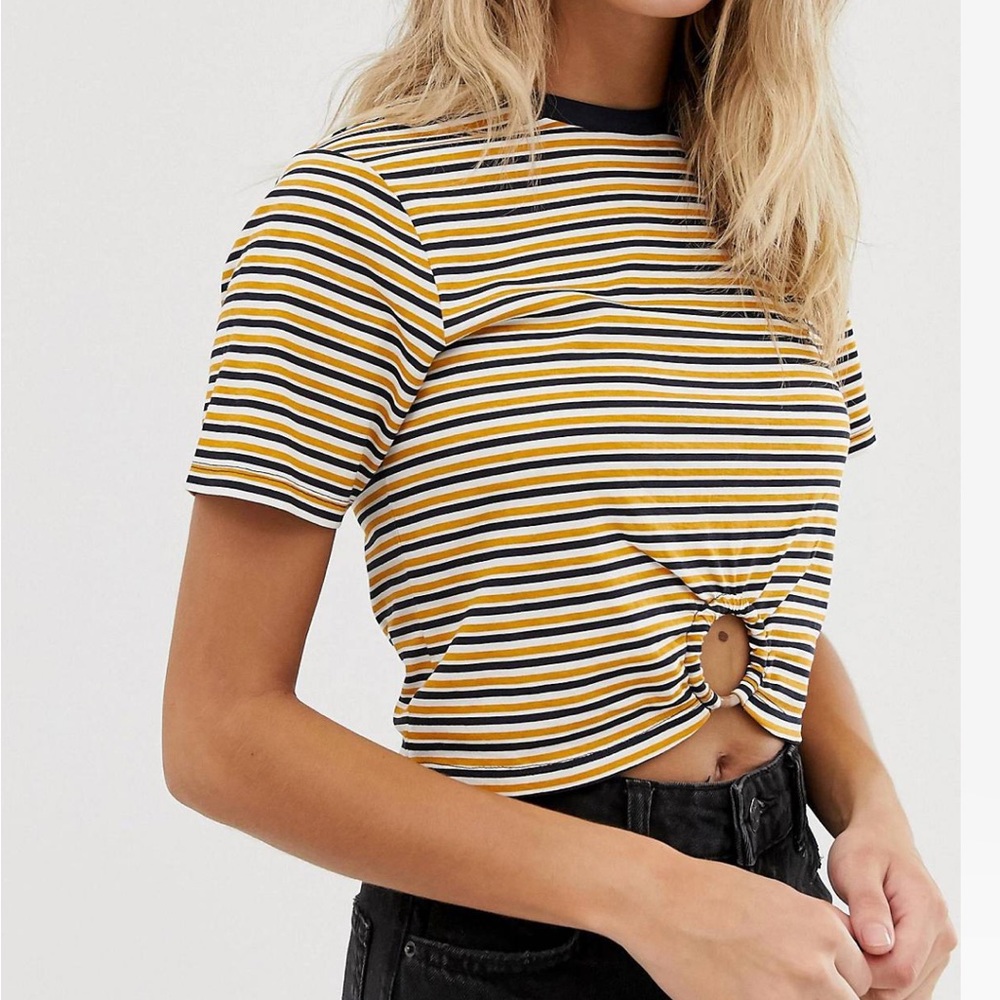 Striped ring detail crop top - WORN ONCE